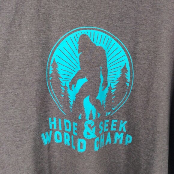 Bigfoot Sasquatch Graphic Print T-Shirt 3XL Hide & Seek World Champion SS Gray - Picture 3 of 5